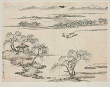 Landscape Album in Various Styles: The Stream of Wuling, 1684. Creator: Zha Shibiao (Chinese, 1615-1698)