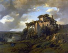 Landscape and village with figures