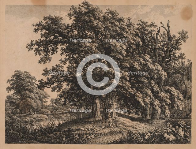 Landscape and Bridge with Three Figures. Creator: Carl Wilhelm I Kolbe (German, 1757-1835).