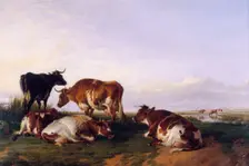 Landscape and cattle 1868. Artist: Thomas Sidney Cooper