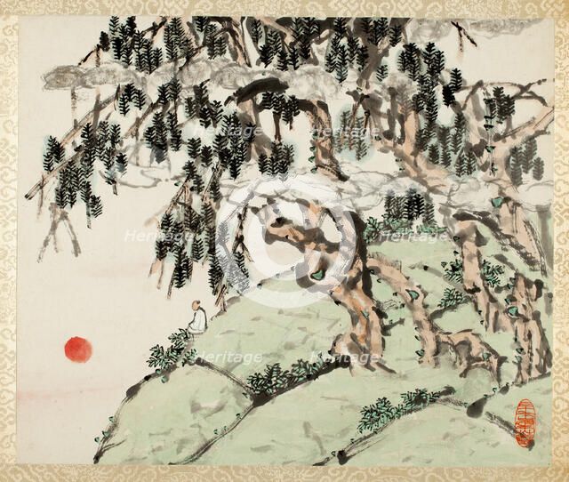 Landscape and Figure, from an album of Landscapes and Calligraphy for Liu Songfu..., 1895/96. Creator: Xugu.