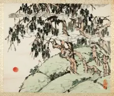 Landscape and Figure, from an album of Landscapes and Calligraphy for Liu Songfu..., 1895/96. Creator: Xugu
