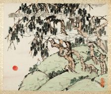 Landscape and Figure, from an album of Landscapes and Calligraphy for Liu Songfu..., 1895/96. Creator: Xugu