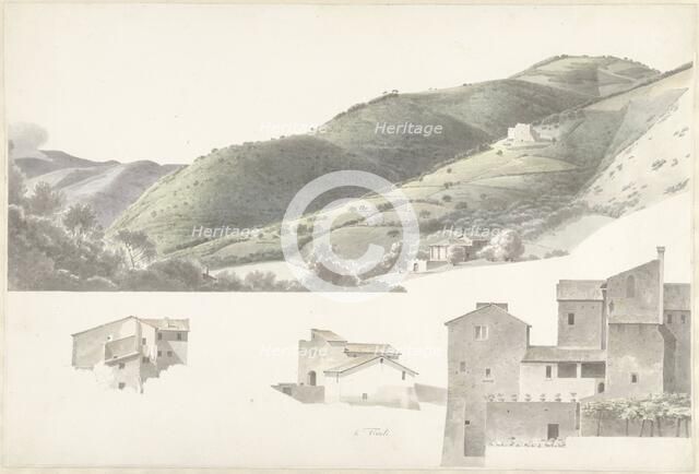 Landscape and some houses near Tivoli, 1787-1847. Creator: Josephus Augustus Knip.