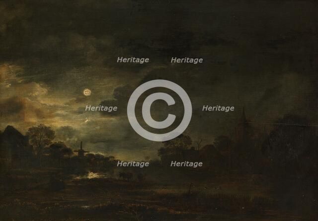 Landscape by Moonlight, c.1640-c.1650. Creator: Aert van der Neer.
