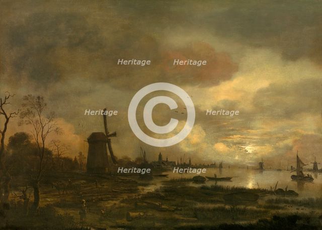 Landscape by Moonlight, mid-17th century. Creator: Aert van der Neer.