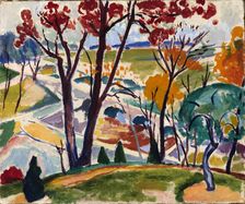 Landscape, Bridge, Huntingdon Valley, ca. 1915-1916. Creator: Henry Lyman Saÿen