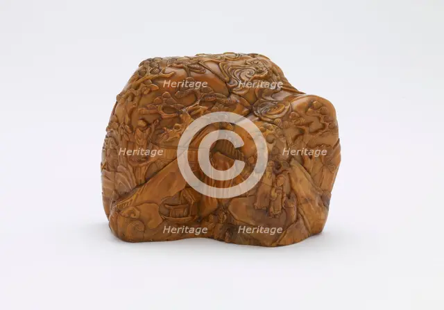 Landscape carved in low relief, Qing dynasty, 1735-1796. Creator: Unknown.
