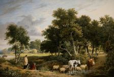 Landscape - Cattle Crossing A Stream, 1831. Creator: George Vincent