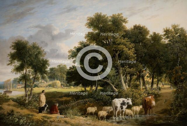Landscape - Cattle Crossing A Stream, 1831. Creator: George Vincent.