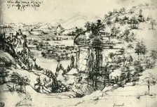 Landscape drawing for Santa Maria della Neve on 5th August 1473 (1943). Creator: Leonardo da Vinci