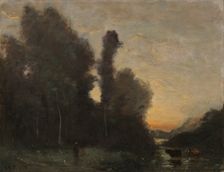 Landscape, Evening Mood, 1830-1875. Creator: Jean-Baptiste-Camille Corot