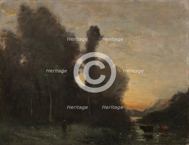 Landscape, Evening Mood, 1830-1875. Creator: Jean-Baptiste-Camille Corot.