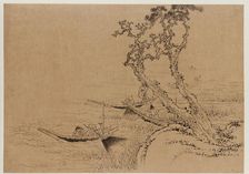 Landscape: figures fishing from boats, late 18th-early 19th century. Creator: Hokusai