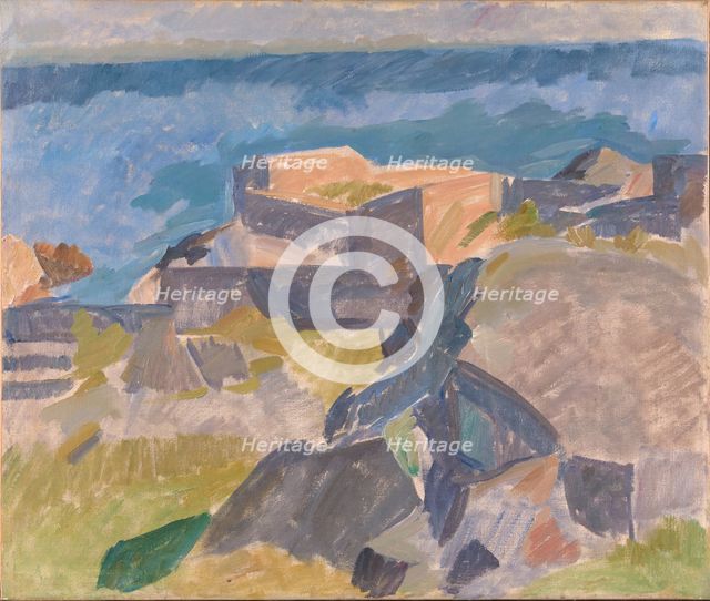 Landscape from Christianso;Motiv from Christianso;Rocky Landscape by the Sea, 1914. Creator: Edvard Weie.