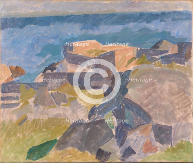 Landscape from Christianso;Motiv from Christianso;Rocky Landscape by the Sea, 1914. Creator: Edvard Weie.