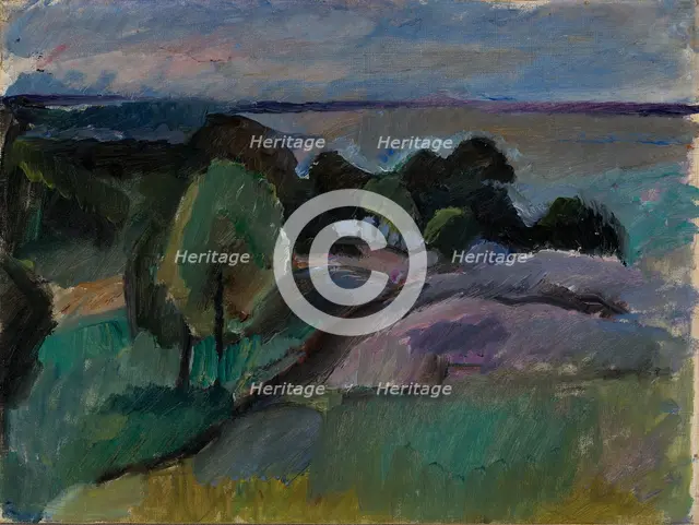 Landscape from Korkeasaari, 1913. Creator: Valle Rosenberg.