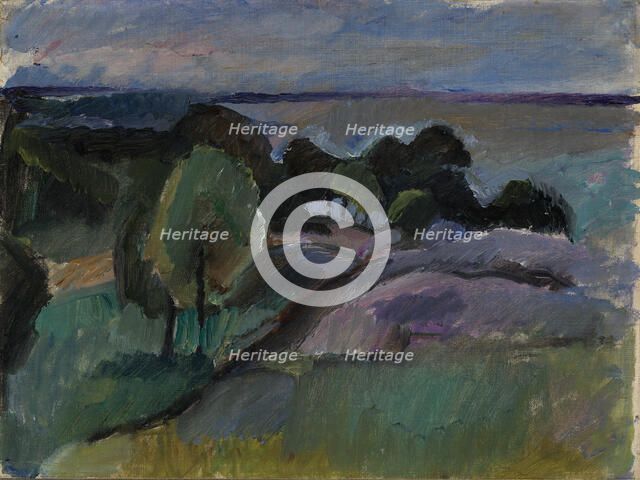 Landscape from Korkeasaari, 1913. Creator: Valle Rosenberg.