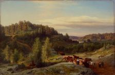 Landscape from Kuru in Evening Light, 1858. Creator: Werner Holmberg