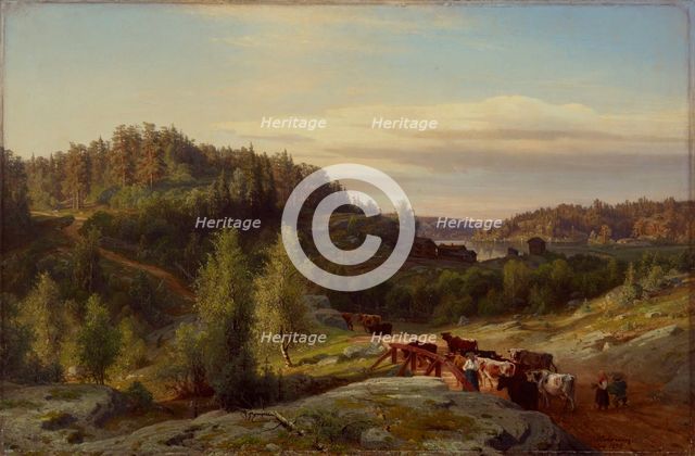 Landscape from Kuru in Evening Light, 1858. Creator: Werner Holmberg.