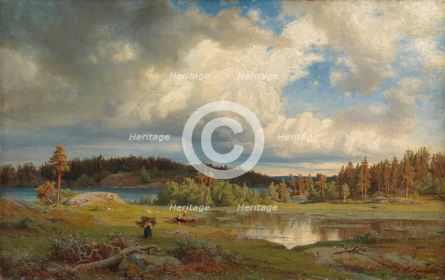 Landscape from Kuru in Morning Light, 1858. Creator: Werner Holmberg.