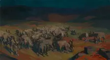 Landscape from Lapland with a Reindeer Herd, 1920. Creator: Gabriel Engberg