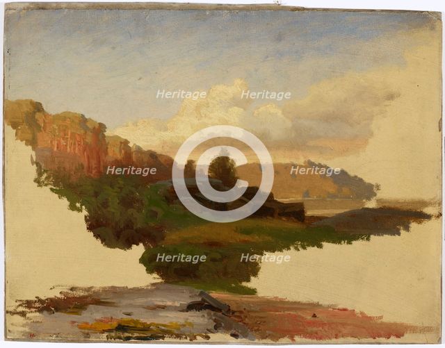 Landscape from Leppalahti in Kuru; Unfinished, 1857. Creator: Werner Holmberg.
