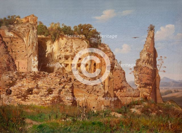 Landscape from Rome, Villa dei Quintili near Via Appia, 1870. Creator: Harald Jerichau.