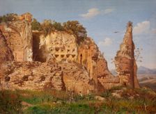 Landscape from Rome, Villa dei Quintili near Via Appia, 1870. Creator: Harald Jerichau