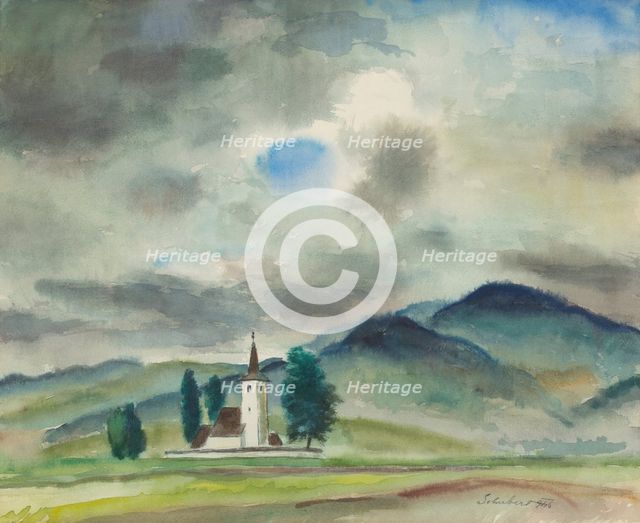 Landscape from the surroundings of Varin, 1946. Creator: Július Schubert.