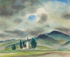 Landscape from the surroundings of Varin, 1946. Creator: Július Schubert