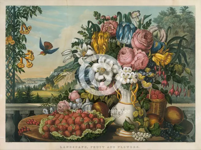 Landscape - Fruit and Flowers, 1862. Creator: Frances Flora Bond Palmer.