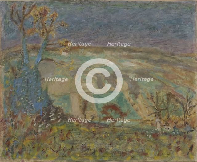 Landscape. Green harmony, blue tree, c1944. Creator: Pierre Bonnard.