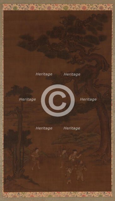Landscape: handicraftsmen under a great pine tree, Ming dynasty, 16th-17th century. Creator: Unknown.