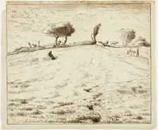 Landscape - Hillside in Gruchy, Normandy, 1869/70. Creator: Jean Francois Millet