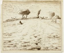 Landscape - Hillside in Gruchy, Normandy, 1869/70. Creator: Jean Francois Millet