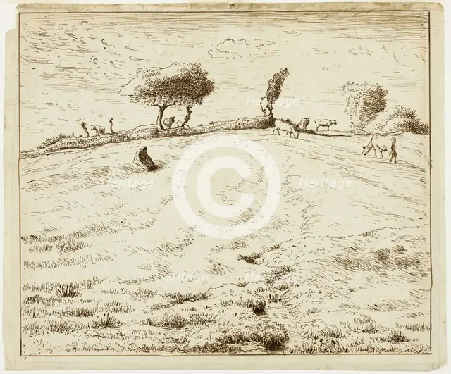 Landscape - Hillside in Gruchy, Normandy, 1869/70. Creator: Jean Francois Millet.
