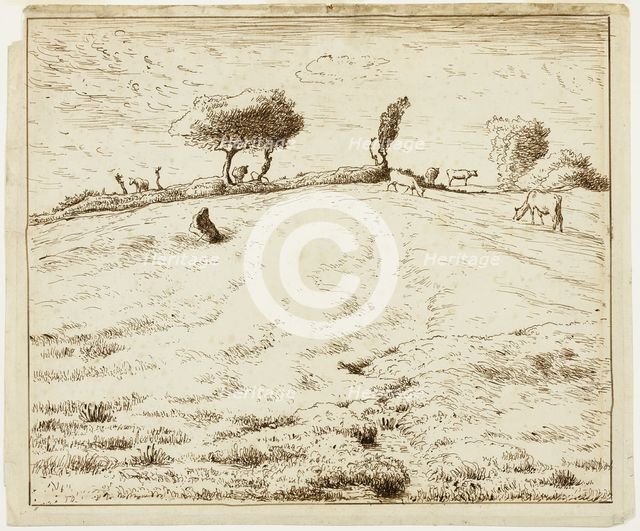 Landscape - Hillside in Gruchy, Normandy, 1869/70. Creator: Jean Francois Millet.