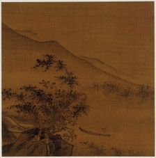 Landscape: hillsides, rocks, trees, house and a boat, Ming dynasty, 1368-1644. Creator: Unknown