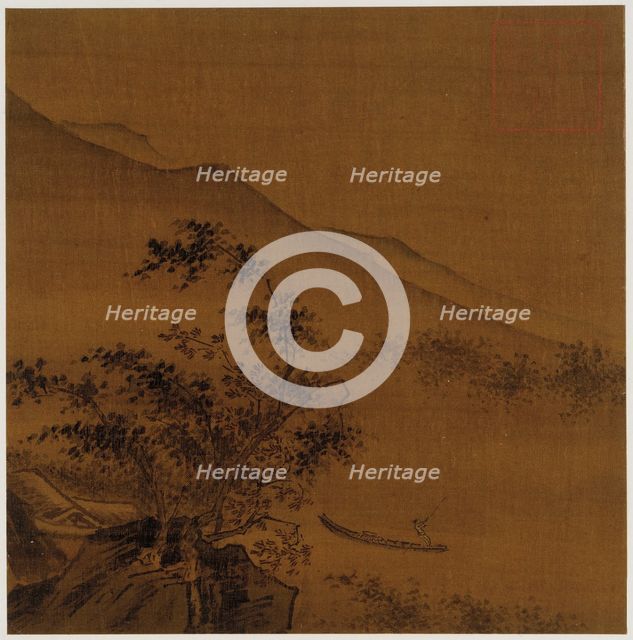 Landscape: hillsides, rocks, trees, house and a boat, Ming dynasty, 1368-1644. Creator: Unknown.