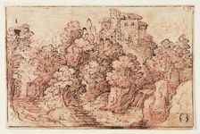 Landscape: House on Wooded Hill, n.d. Creator: Unknown