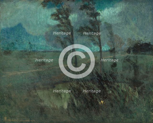 Landscape in a windstorm, c1920. Creator: Karol Pongrácz.