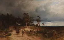 Landscape in Eastern Finland with Mounted Cossacks, 1866. Creator: Berndt Lindholm