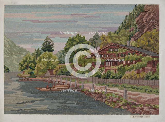 Landscape in Petit Point, 1937. Creator: J. Howard Iams.