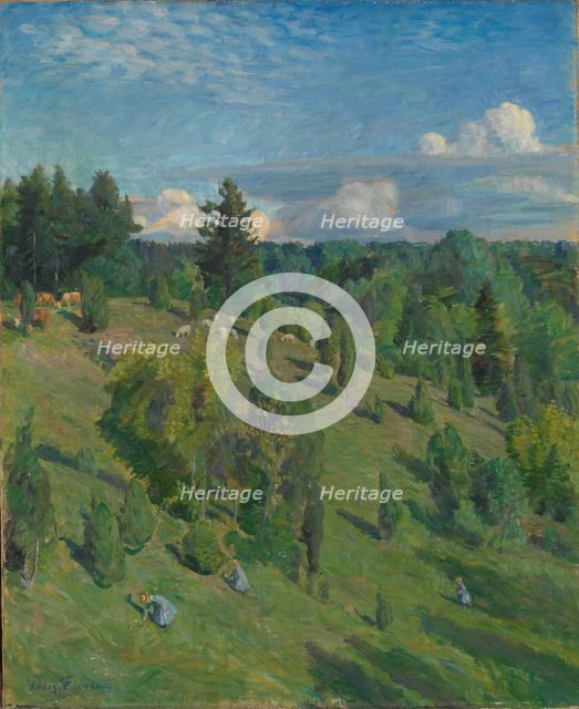 Landscape in Sun, 1903. Creator: August Eiebakke.