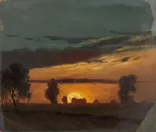 Landscape in Sunset, 1852. Creator: Knud Baade