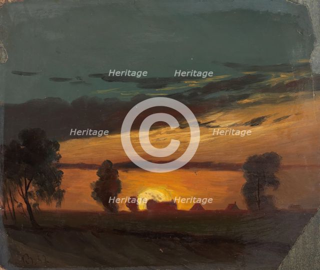 Landscape in Sunset, 1852. Creator: Knud Baade.
