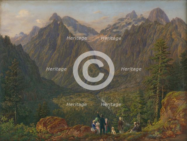 Landscape in the Tatras with figures, 1851. Creator: Karol Augustus Tibely.