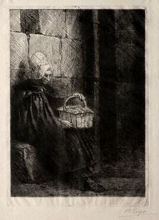 Landscape in the Vicinity of Boulogne, called Woman with a Basket. Creator: Alphonse Legros (French, 1837-1911)