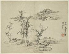 Landscape in the Style of Ancient Masters: after Ni Zan (1301-1374), China, Ming dynasty, 1642. Creator: Lan Ying